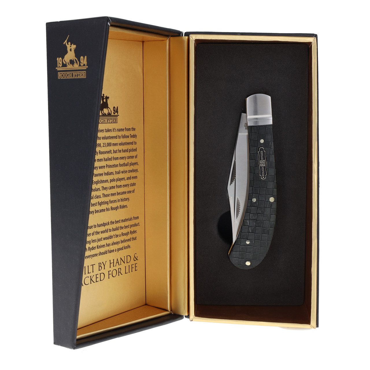 Rough Ryder Black Reserve Barehead Saddlehorn Folding Knife (Black