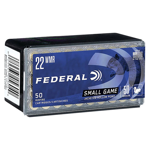 Federal Premium Small Game & Target 22 Winchester Magnum Rimfire 50 Rounds Brass Rimfire 50 Grain JHP