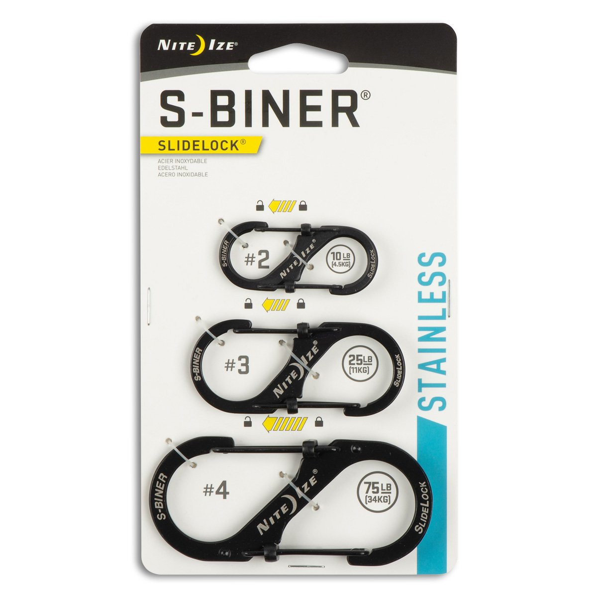 NITE IZE S-BINER SLIDELOCK 3PK B NI037106