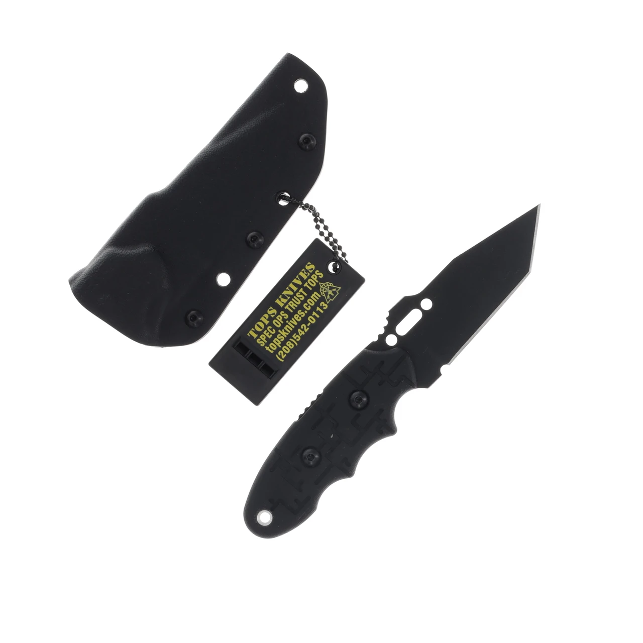TOPS C.A.T. 203T-01 Fixed Blade Knife 3.25 Inch Plain Black Tanto TP203T01