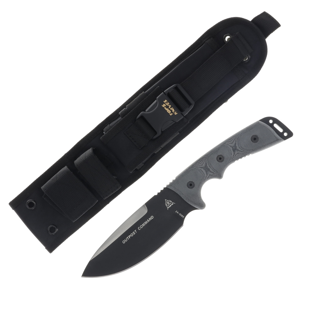 TOPS Outpost Command Gray 5.75in Plain Black Traction Coated Drop Point
