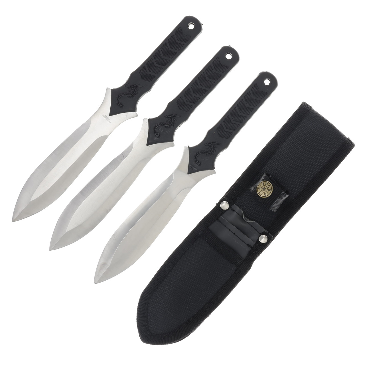 Rite Edge 10in 3 Piece Dragon Throwing Knives Set with Sheath 210711