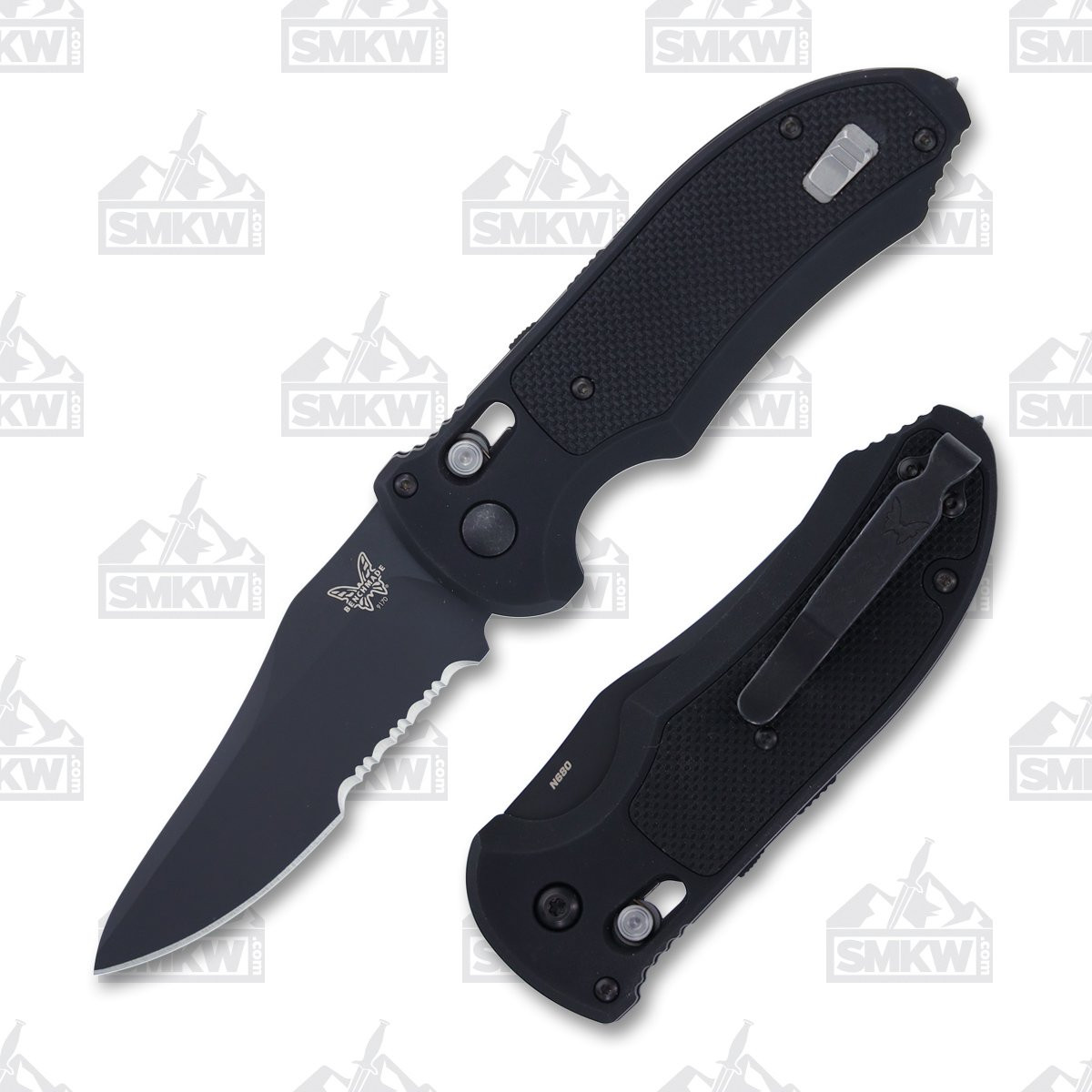 Benchmade 9170SBK Auto Triage Knife 3.58in Black DLC Part Serrated