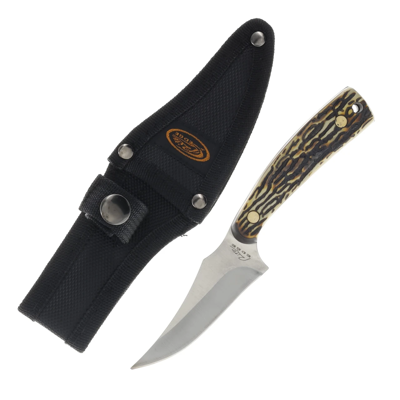 Rite Edge Knife Faux Stag Fixed Blade Skinner 3in Trailing Point Blade 211234SG