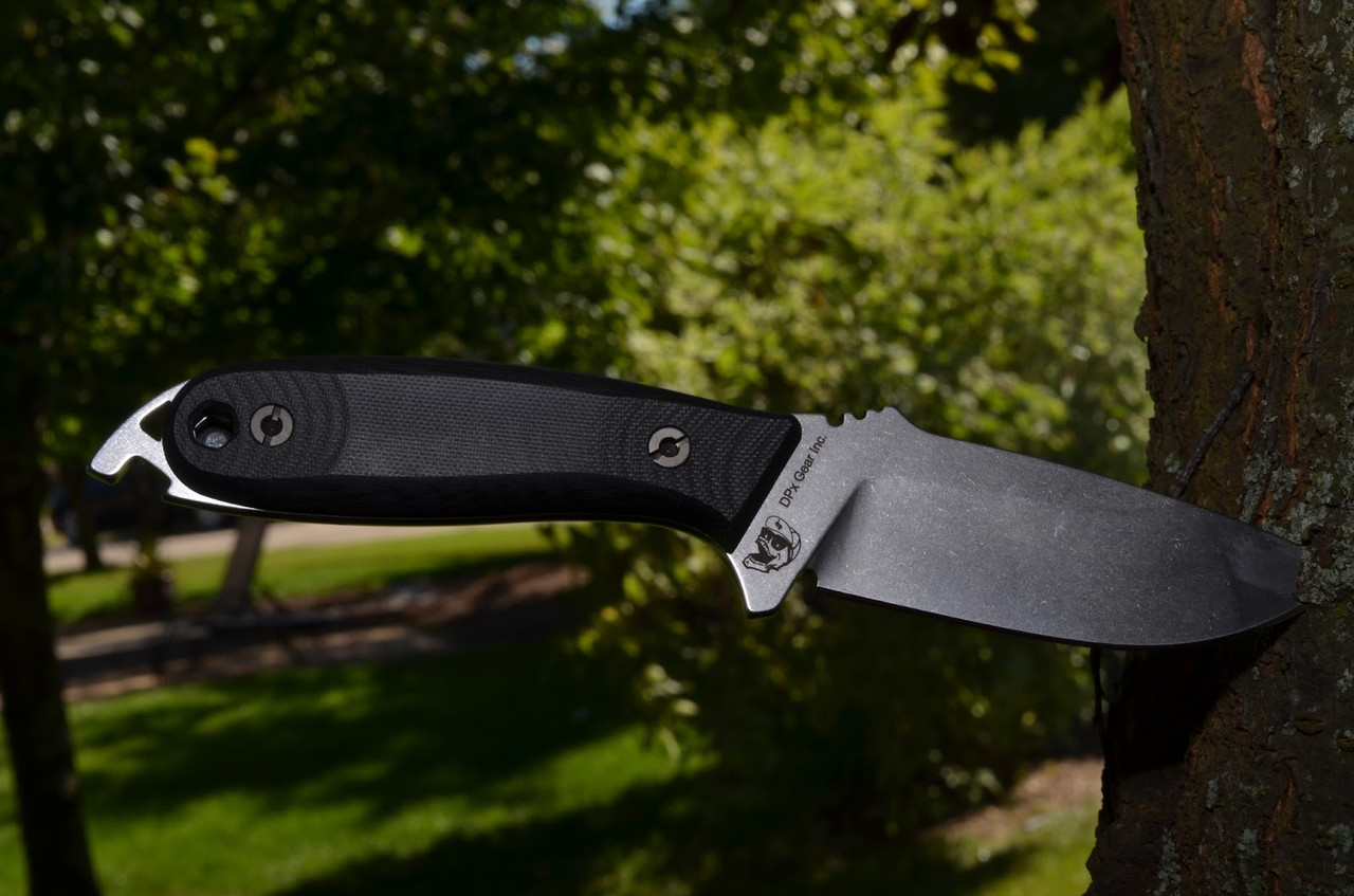 DPX Gear Heft 4 Assault Fixed Blade Knife with Black G10 Handle and Stonewash Finish Niolox Steel 4" Drop Point Blade DPHFX040