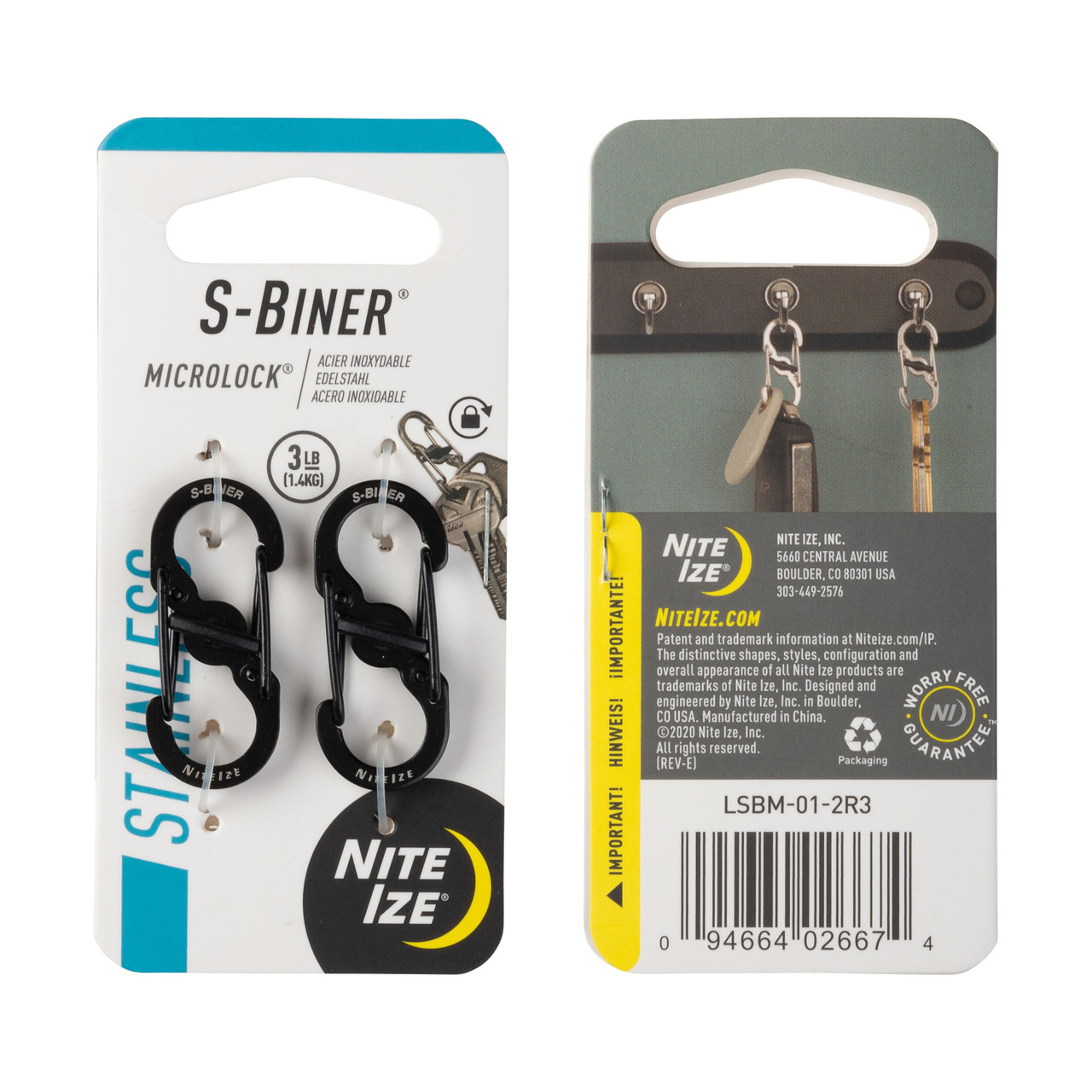 Nite Ize S-Biner Microlock Black 2 Pack NI02667