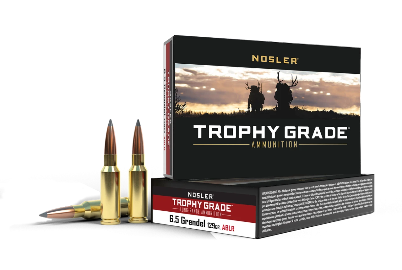 Nosler Trophy Grade 6.5mm Grendel 129gr ABLR Brass Ammo 20 Rds