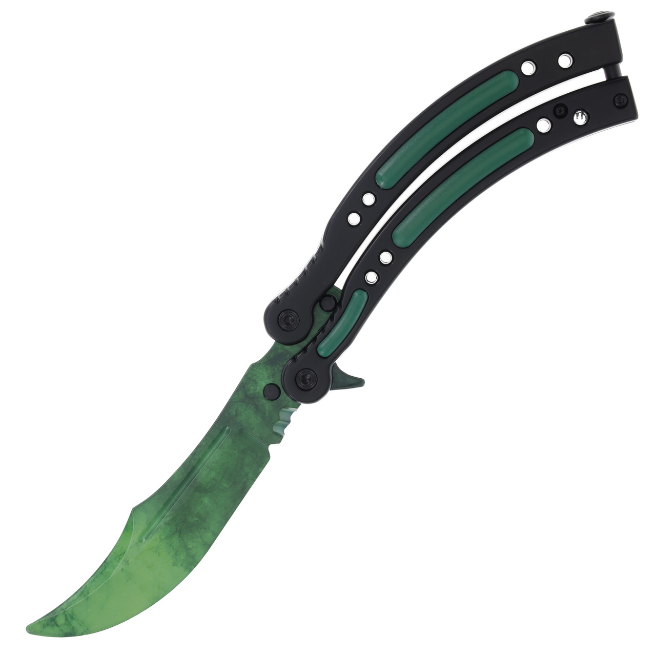 Neptune Balisong 9.5in Green Black Trainer