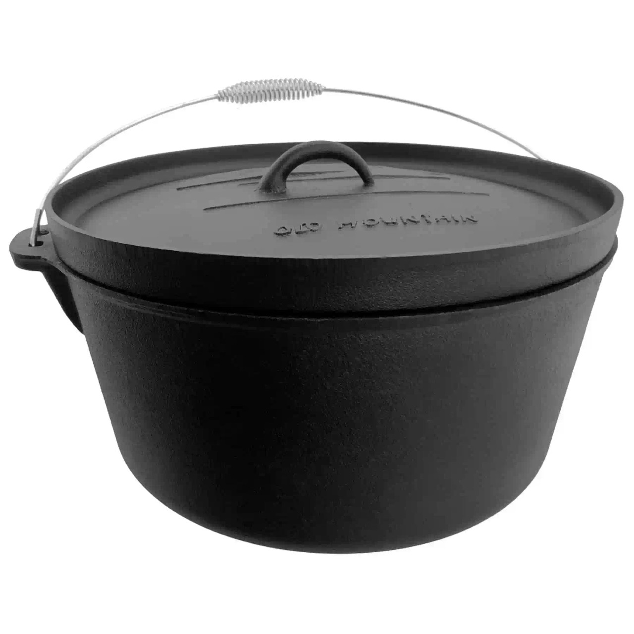Old Mountain 12-Quart Cast Iron Dutch Oven | Flat Bottom | Flanged Lid