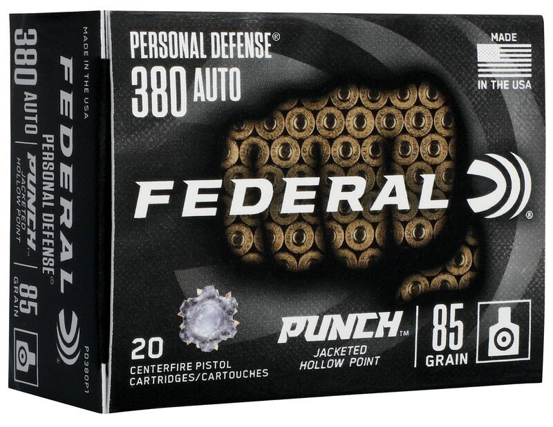 Federal Personal Defense Punch .380 ACP 85gr JHP Nickel Ammo 20Rd