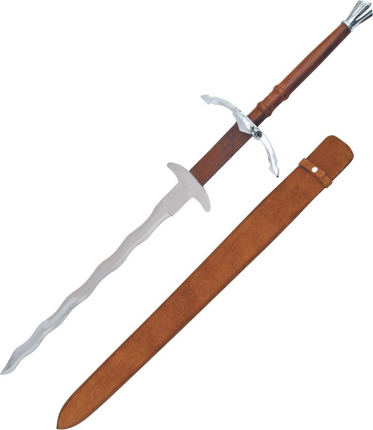 SZCO Supplies Flamberge Sword - Leather-wrapped handle - 50in Overall