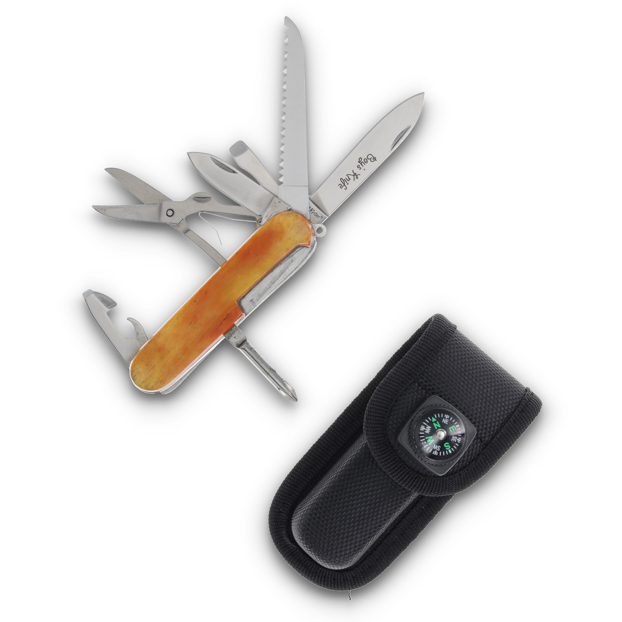 Red Ryder Camp Knife Folding Knife Orange Smooth Bone RR1