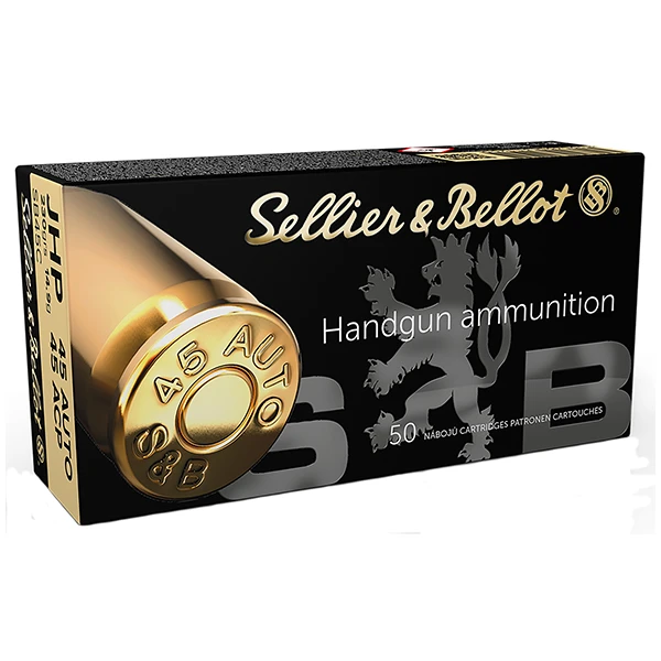 Sellier & Bellot Handgun 45 Auto Ammunition 50 Rounds Brass Centerfire 230 Grain JHP 