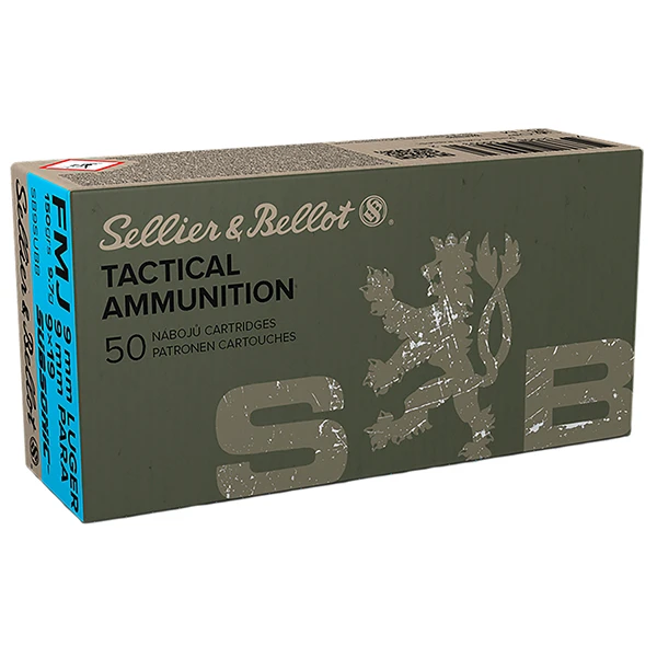 Sellier & Bellot Target 9mm Luger Handgun Ammunition 50 Rounds Brass Centerfire 150 Grain Full Metal Jacket Subsonic 