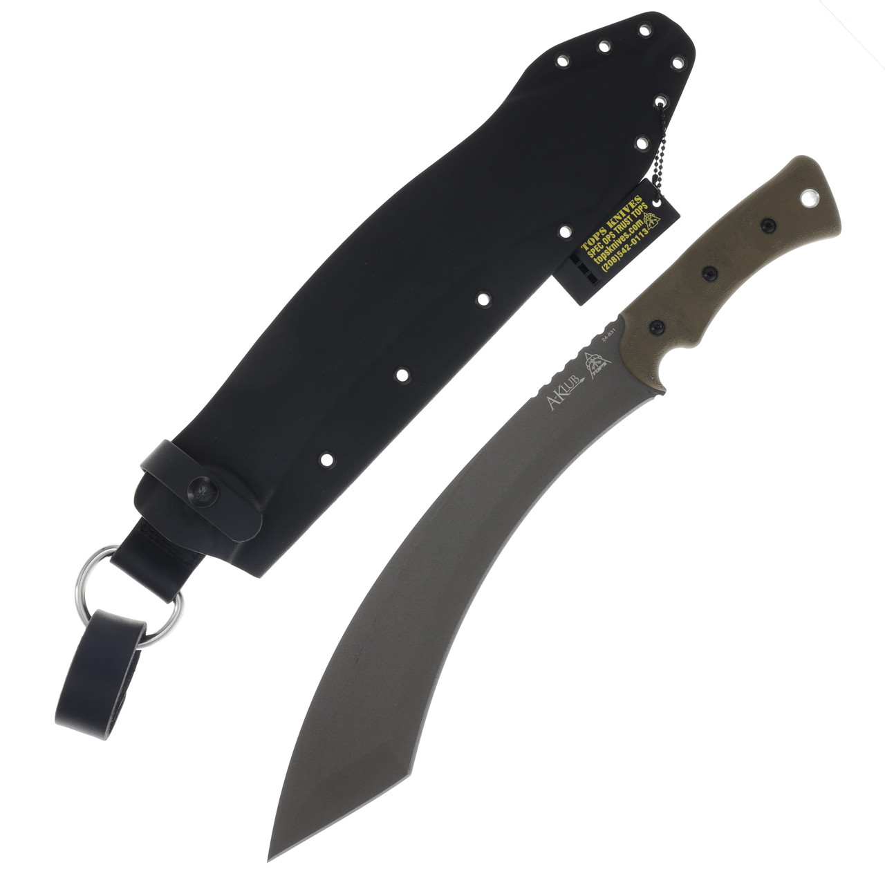 TOPS Knives A-Klub Fixed Blade Knife Canvas Micarta 12.38in Blade