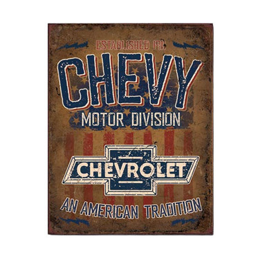 Chevy An American Tradition Bowtie Logo Tin Sign