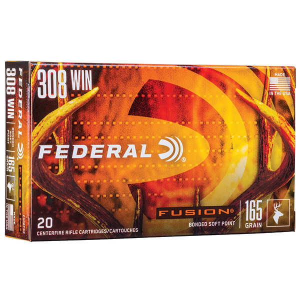 Federal Fusion 308 Winchester Rifle Ammunition 20 Rounds Brass 165 Grain Fusion Bonded SP