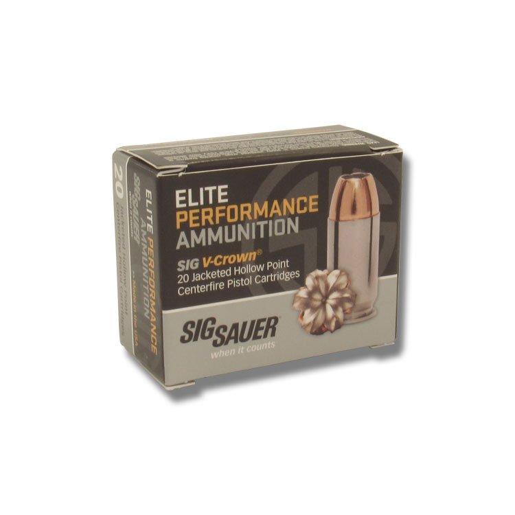 Sig Sauer Elite Performance 9mm Luger 115 Grain V-Crown Jacketed Hollow Point 20 Rounds E9MMA1