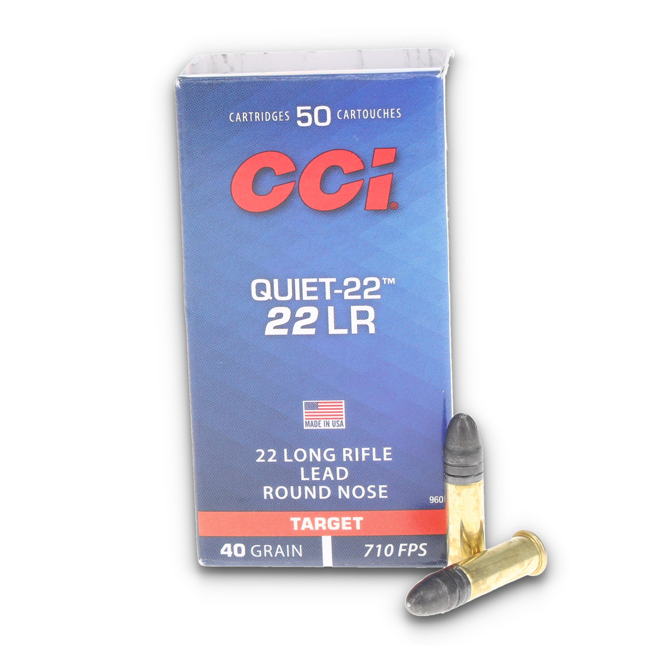 CCI Quiet 22 LR Ammunition 40 Grain Brass 50 Rounds LRN