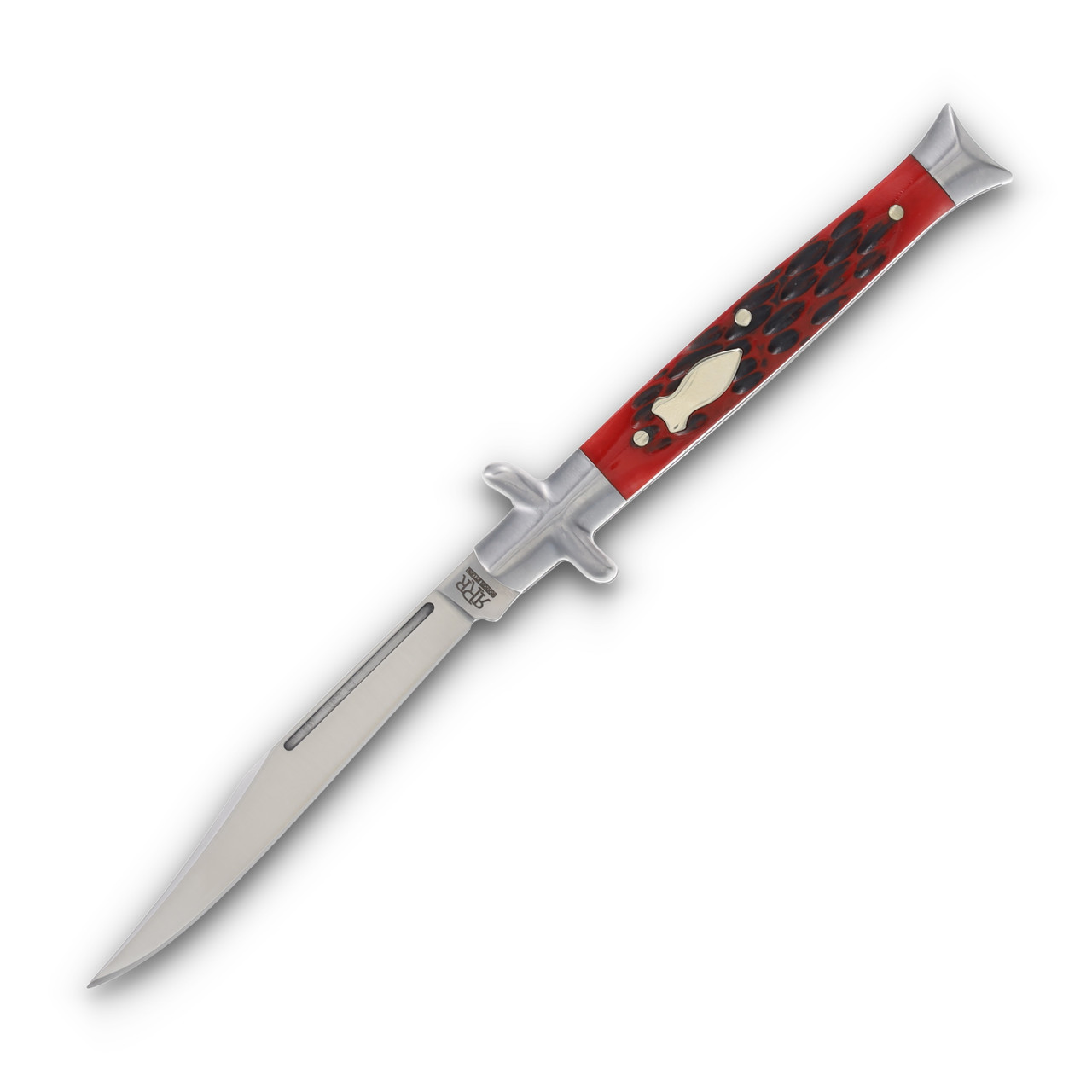 Rough Ryder Reserve Bowtie Fishtail Folding Knife Red Jigged Bone