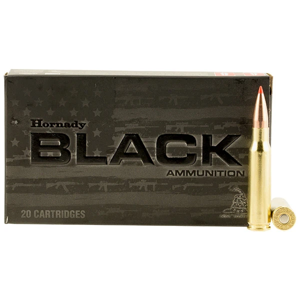 Hornady Black 308 Winchester Ammunition 20 Rounds Brass Centerfire 168 Grain 20 Rounds A-Max SBT