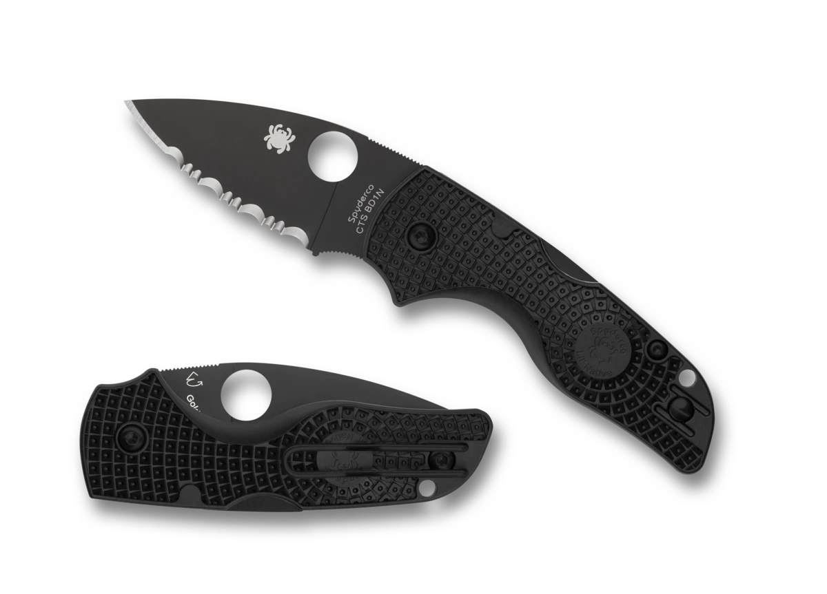 Spyderco Lil Native Lightweight 2.42in Serrated Black DLC Leaf