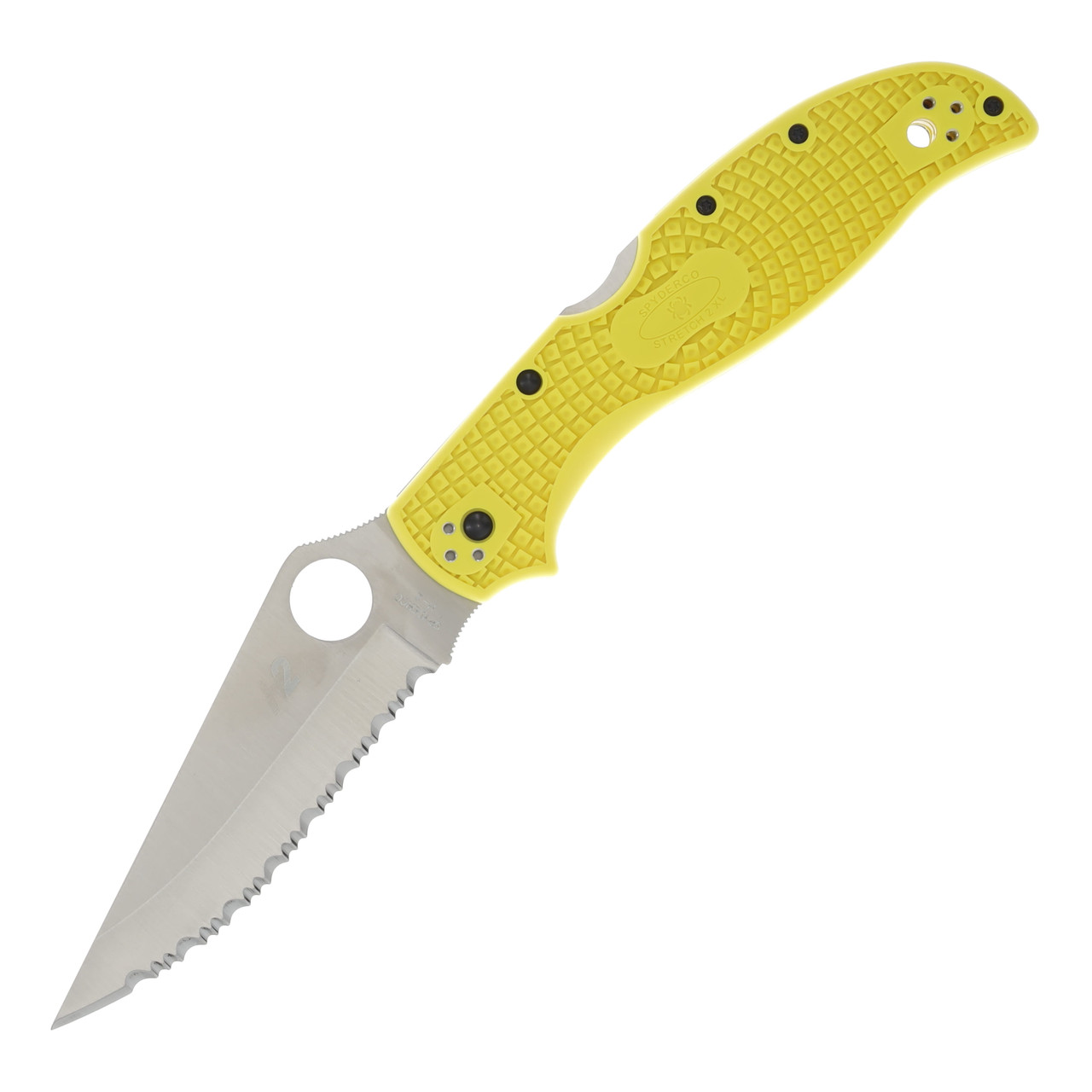 Spyderco Stretch 2 XL Lightweight Salt Yellow 3.99in Serrated Satin Clip Point SPC258SYL