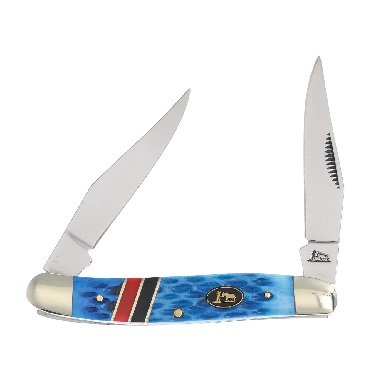 Frost Black Hills Steel Field Dog Little Muskrat Pocket Knife Blue Bone FRBKH161BLRB