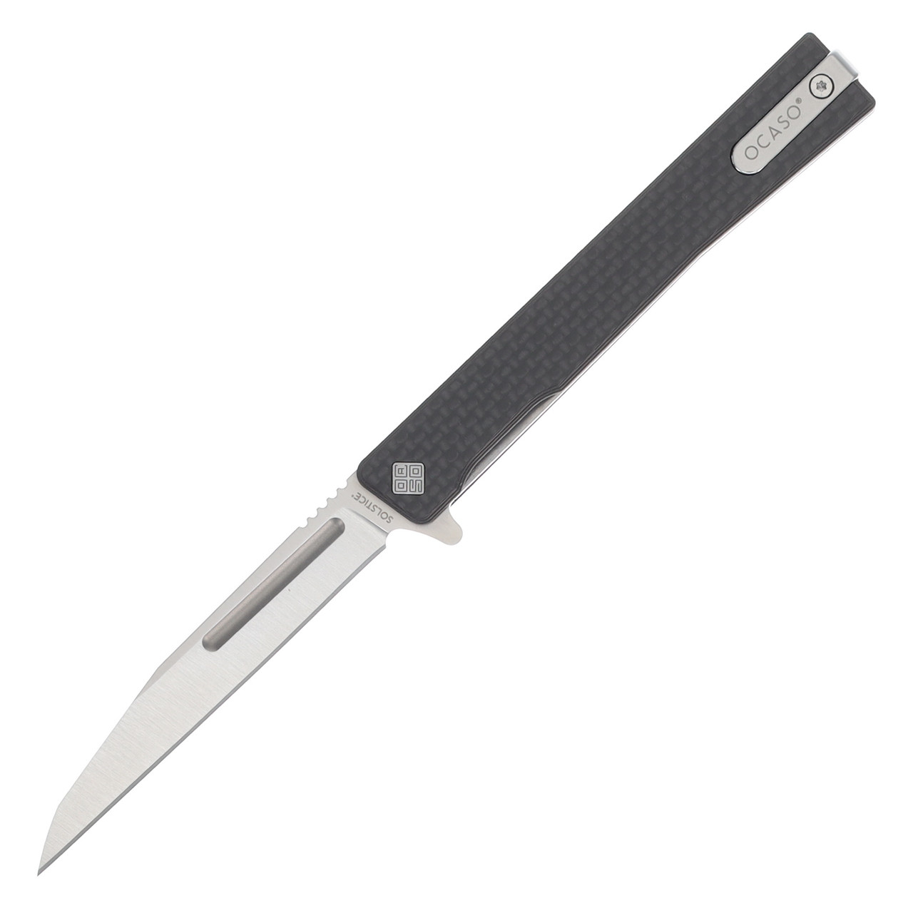Ocaso Solstice Folding Knife Satin Wharncliffe S35VN/Carbon Fiber 8WFS