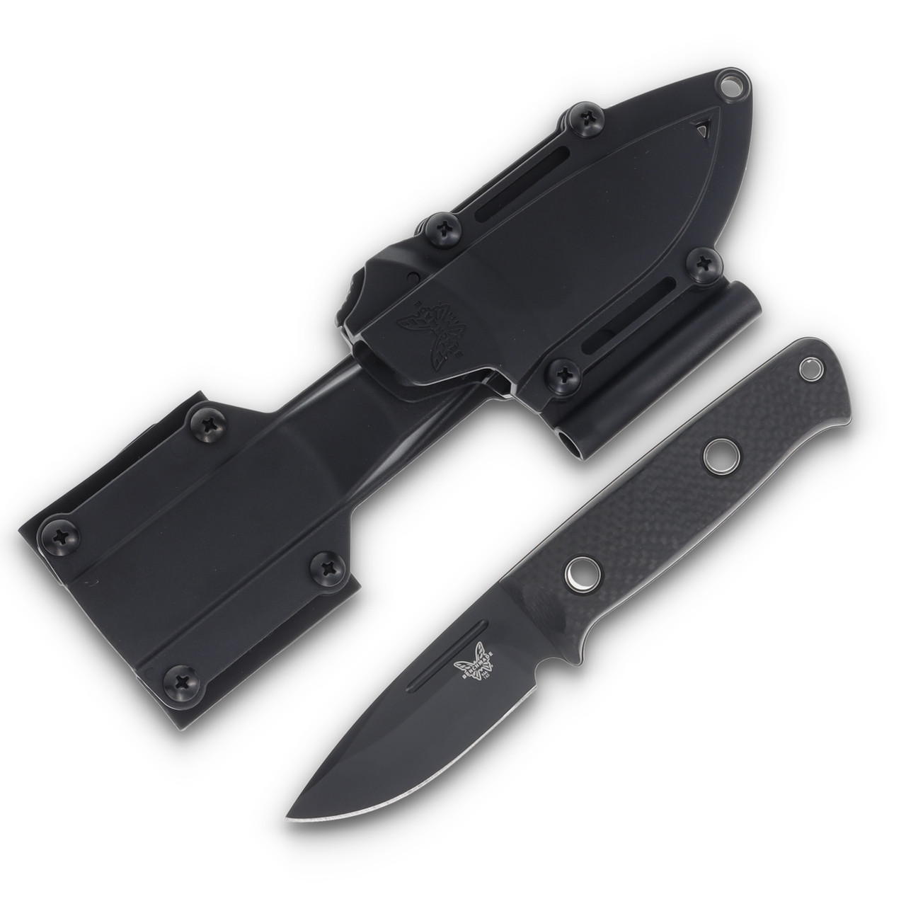 Benchmade 165BK Mini Bushcrafter Fixed Blade Shane Sibert Design Cerakote Cru-Wear/Carbon Fiber