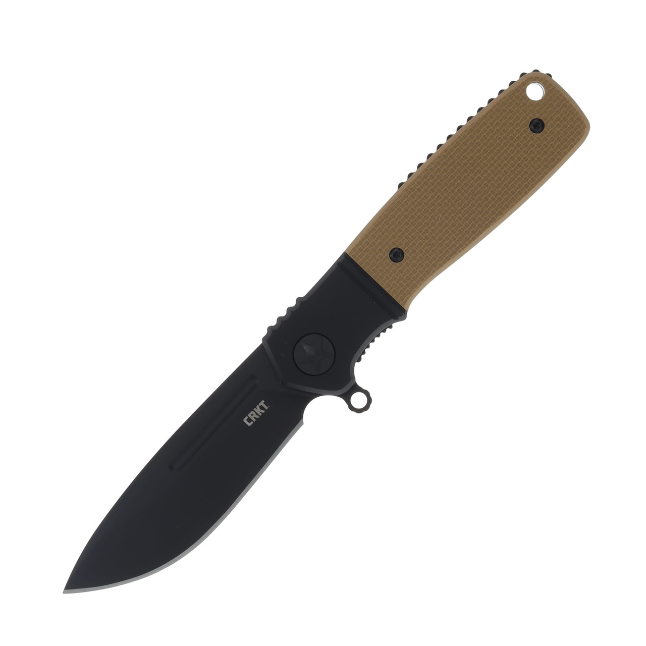 CRKT Homefront Compact Tan and Black 2.91in Plain Black DLC Drop Point CRK245BKP