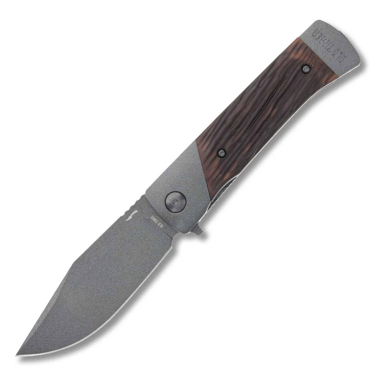Old Timer Frontier Series 134OTF Brown – Gray 3.5in Plain Gray Clip Point Open 1