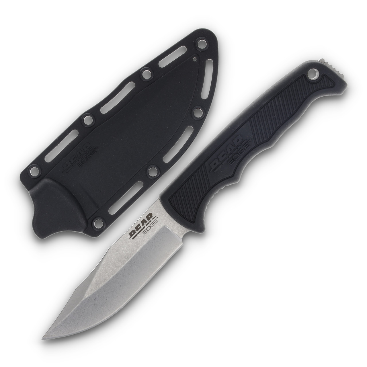 Bear & Son Cushioned Utility Fixed Blade 3.62in Plain Satin Clip Point with Sheath 1