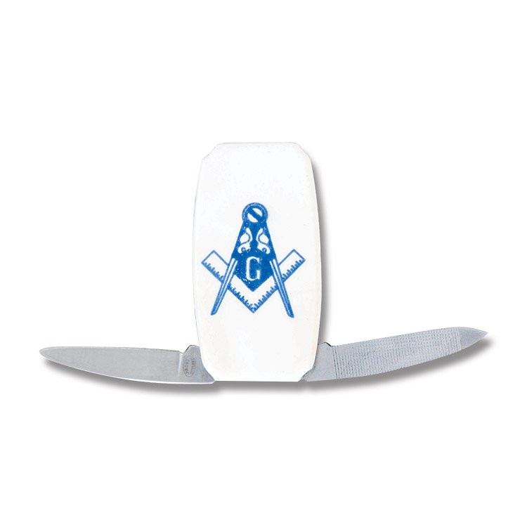 Frost Masonic Money Clip Folding Knife Bone Handle With Pen/ Nail File Blade FRC447MAS