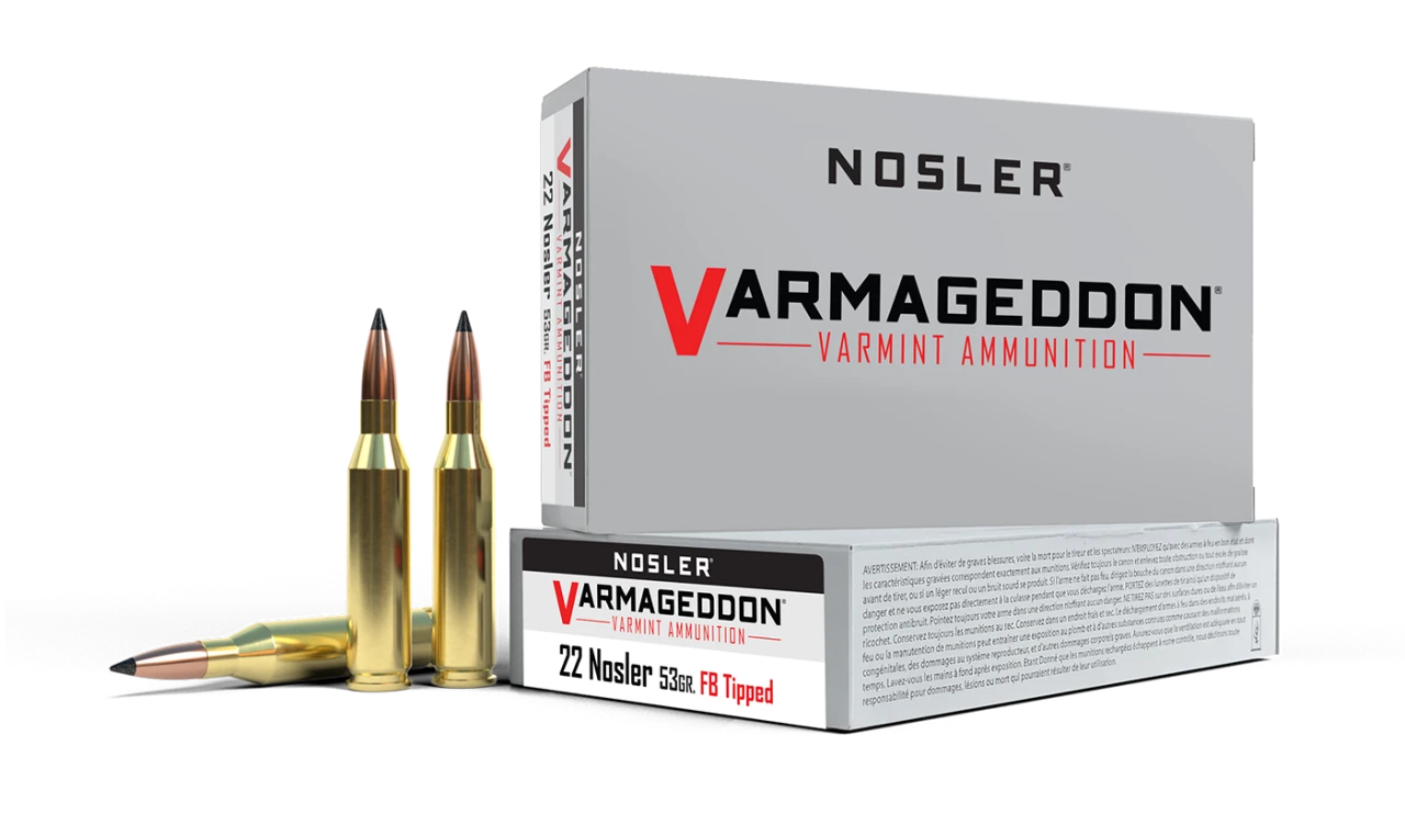 Nosler Varmageddon 22 Nosler 53gr Polymer Tip Flat Base Brass 20 Rds