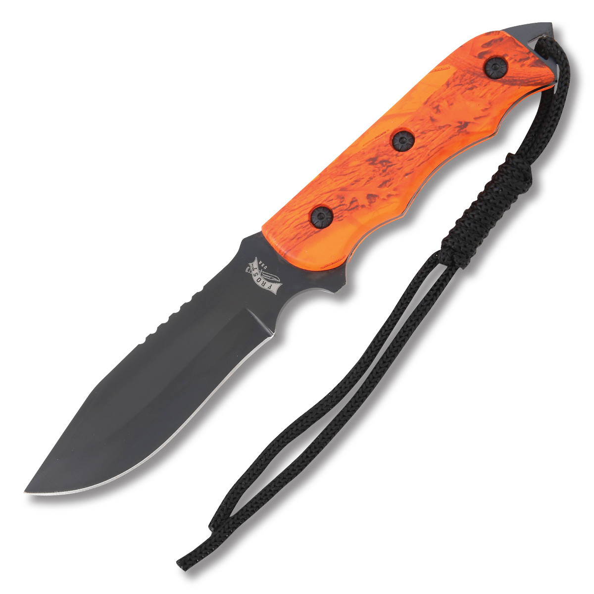 Frost Ridge Runner Skinner Fixed Blade Orange Camo 3.75in Black Clip Point FR451OCA