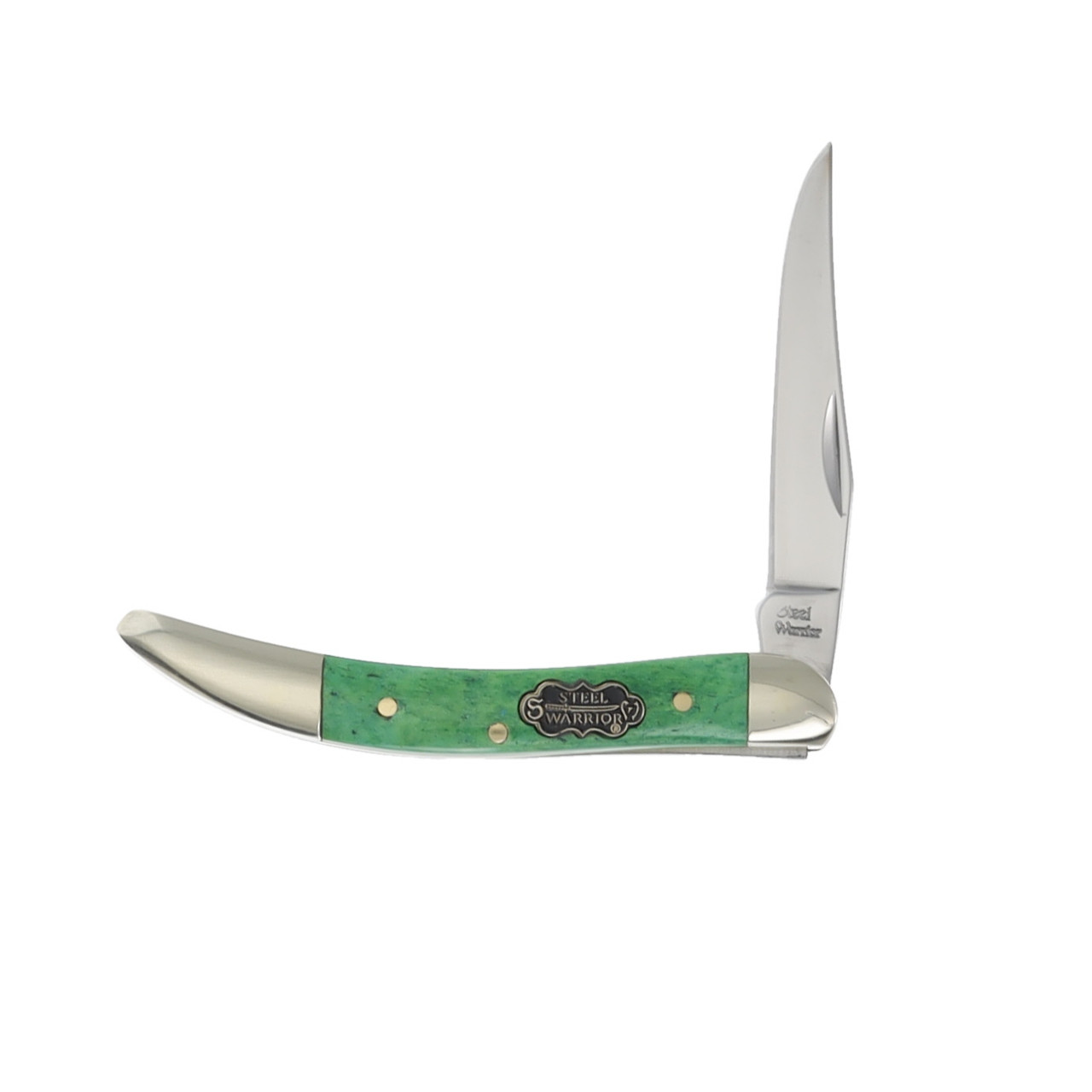Frost Cutlery Steel Warrior Green Smooth Bone Toothpick Folding Knife