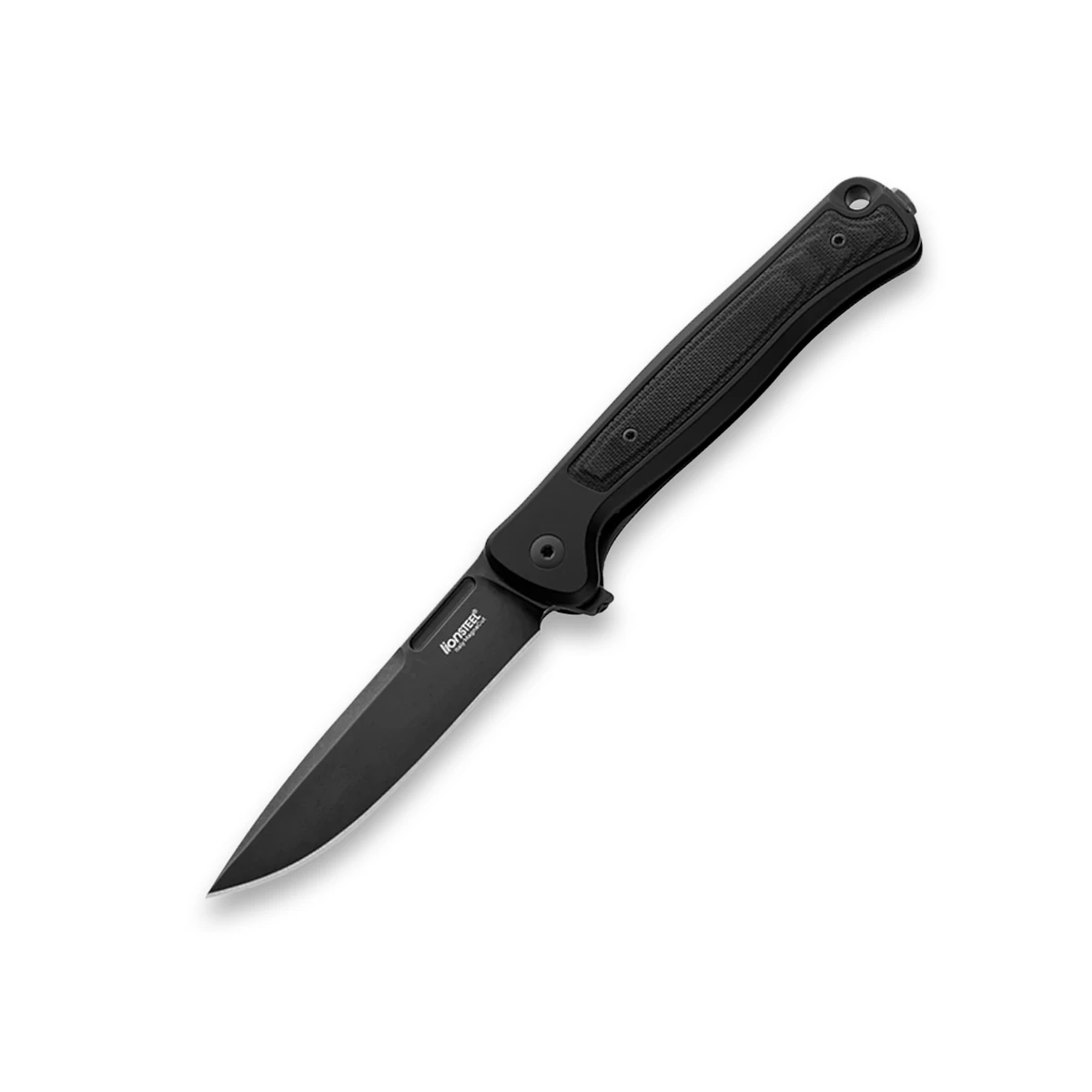 LionSteel Skinny Aluminum 3.31 Inch Plain Old Black Drop Point Front Open