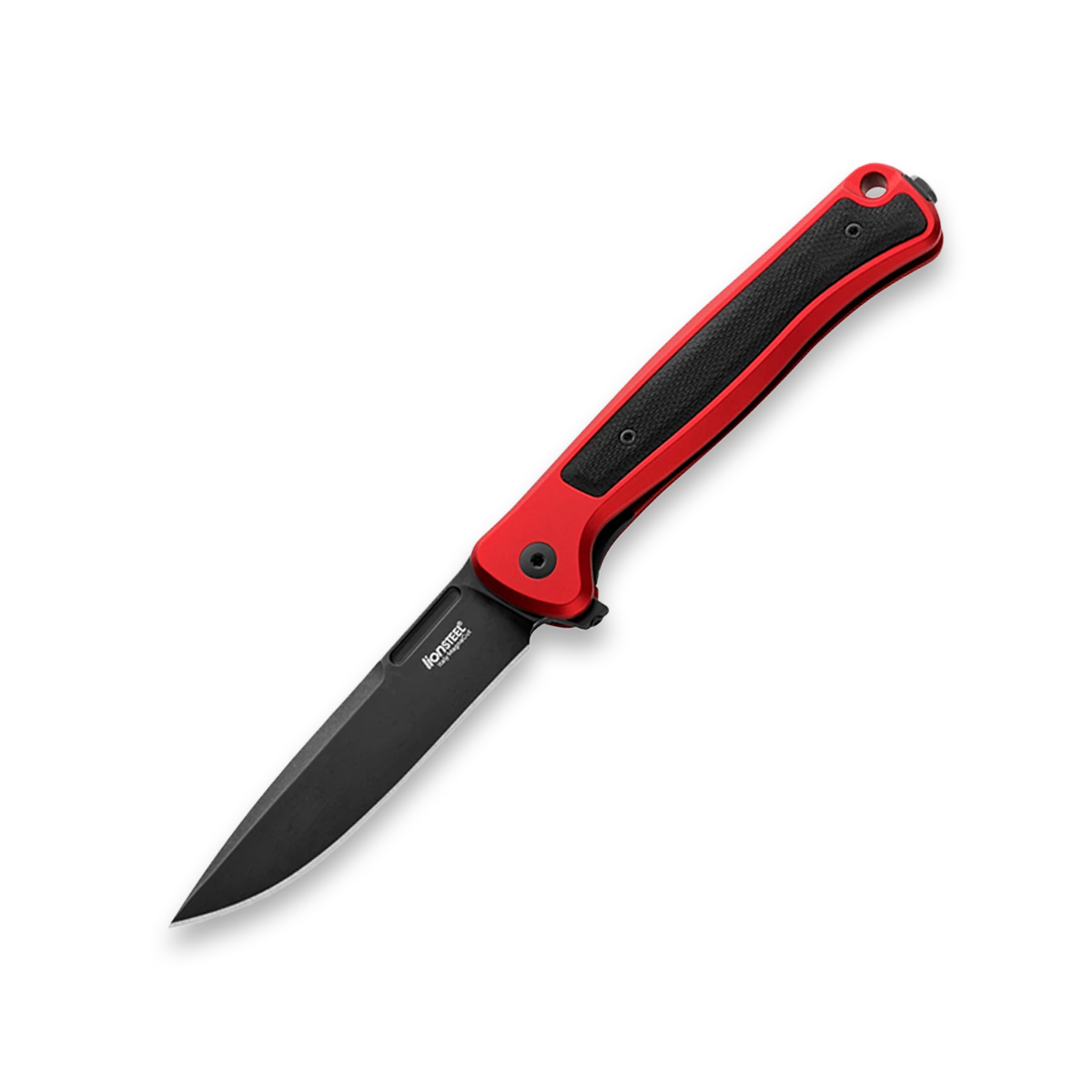 LionSteel Skinny Aluminum Red 3.31 Inch Plain Old Black Drop Point