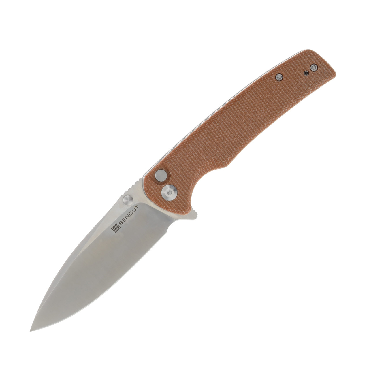SENCUT Sachse Folding Knife Brown 3.47 Inch Plain Satin Drop Point Open