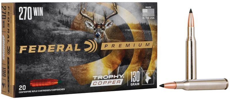 Federal Premium Trophy Copper .270 Win 130gr Monolithic Lead-Free Ammo 20Rd