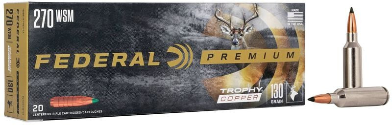 Federal Ammo 270 WSM 130 Gr Trophy Copper 20 Count