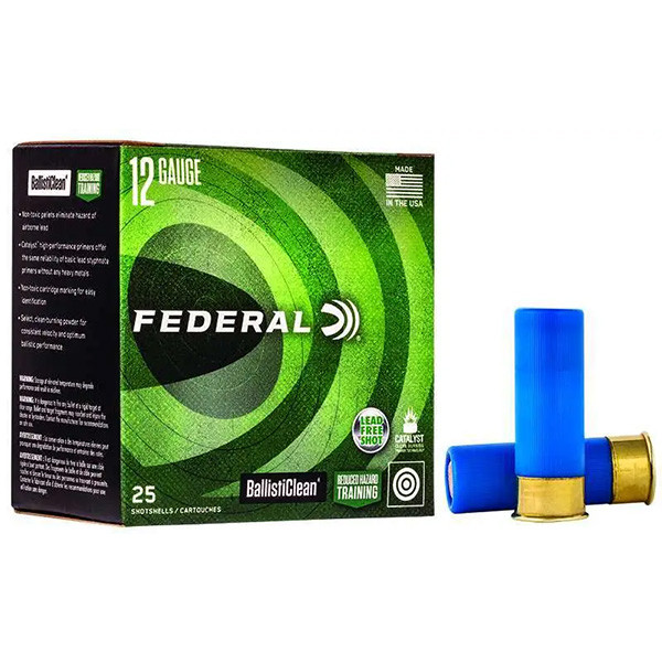 Federal Ballisticlean 12 Gauge Shotgun Shotshell 25 Rounds Brass 2.75in 325 Grain Ballisticlean Frangible RHT Rifled Slug LF