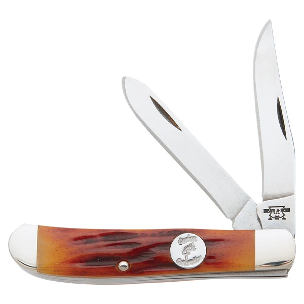 Bear & Son Red Stag Bone Mini Trapper Folding Knife BRCRSB07