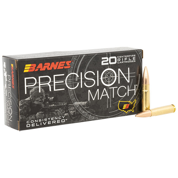Barnes Bullets Precision Match 300 AAC Blackout Rifle Ammunition 20 Rounds Brass Centerfire Match Burner OTM BT