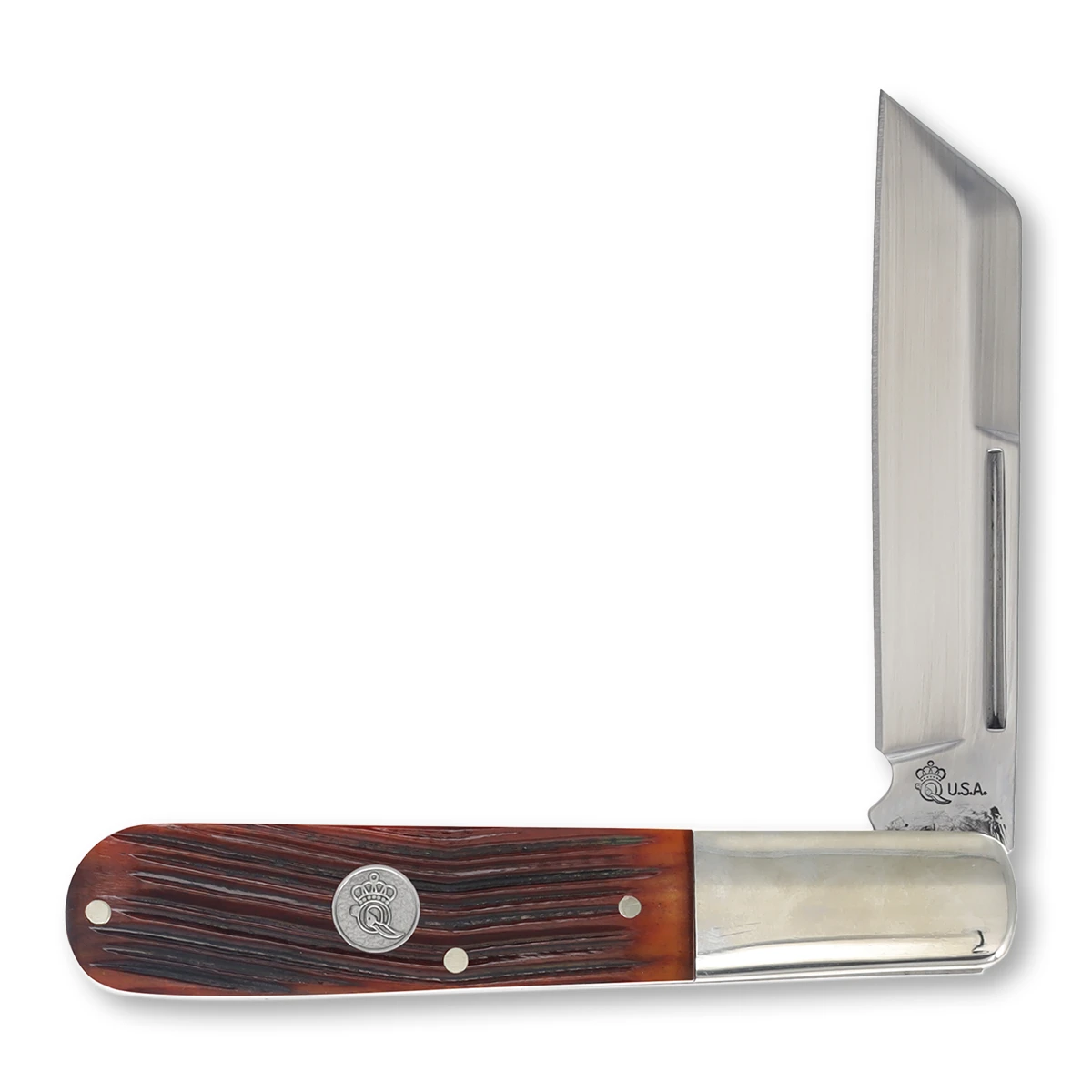 Queen Amber Winter Bottom Bone 1 Blade Barlow With Wharncliffe Blade
