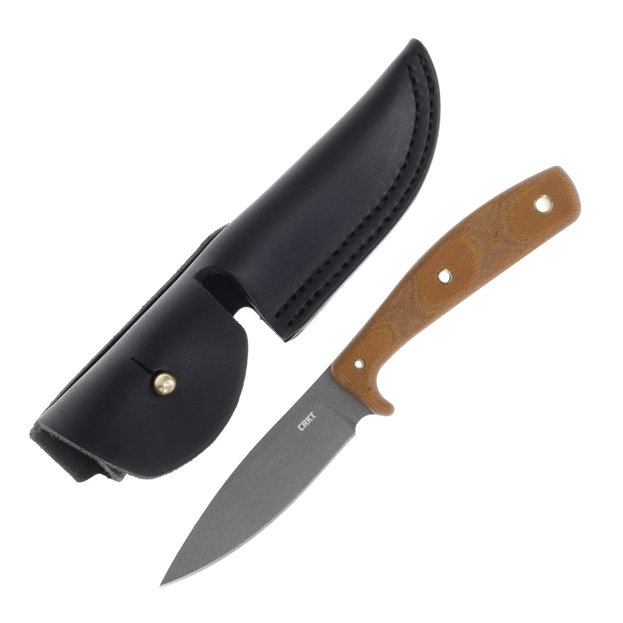 CRKT Soldotna Fixed Blade Knife Carbon Steel/Brown Micarta Russ
