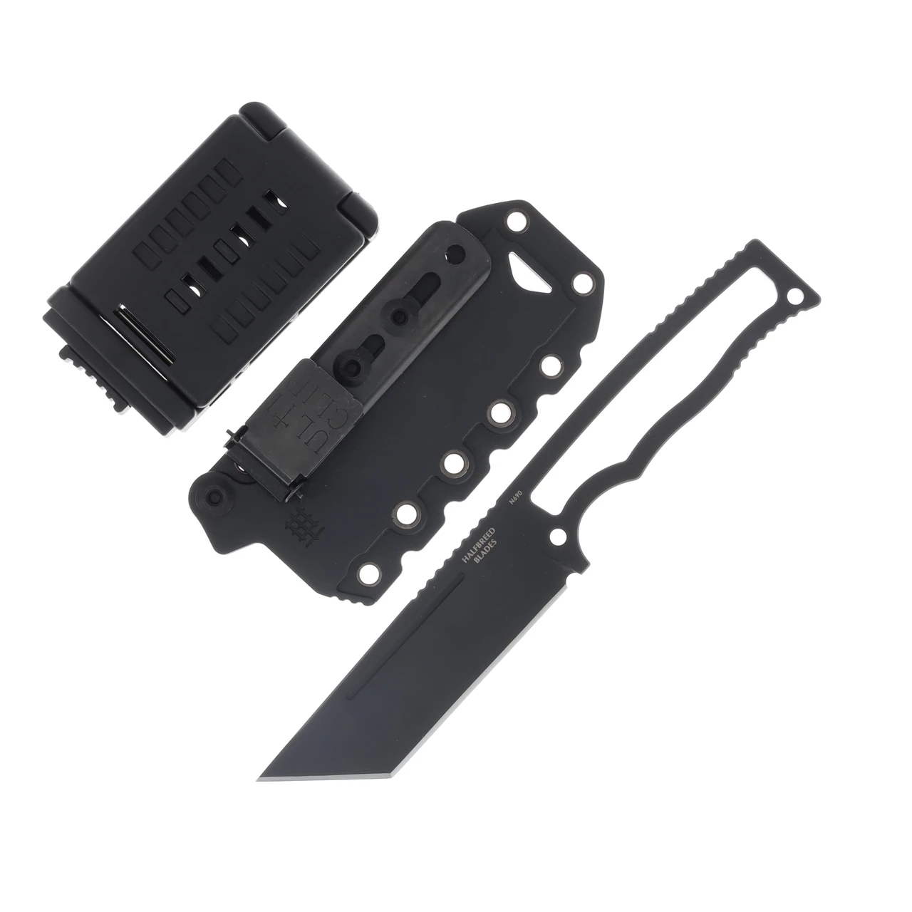 HalfBreed Compact Field Knife 03 4.01 Inch Plain Black PVD Tanto with Sheath 1