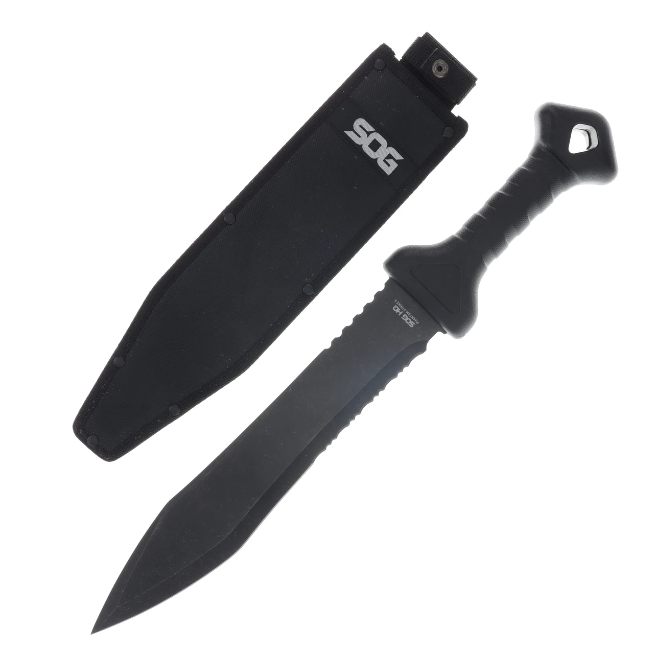 SOG Phantom Strike Machete II 12.6in D/E Part Serr Black Stonewash Blade SOG-17-44-06-43