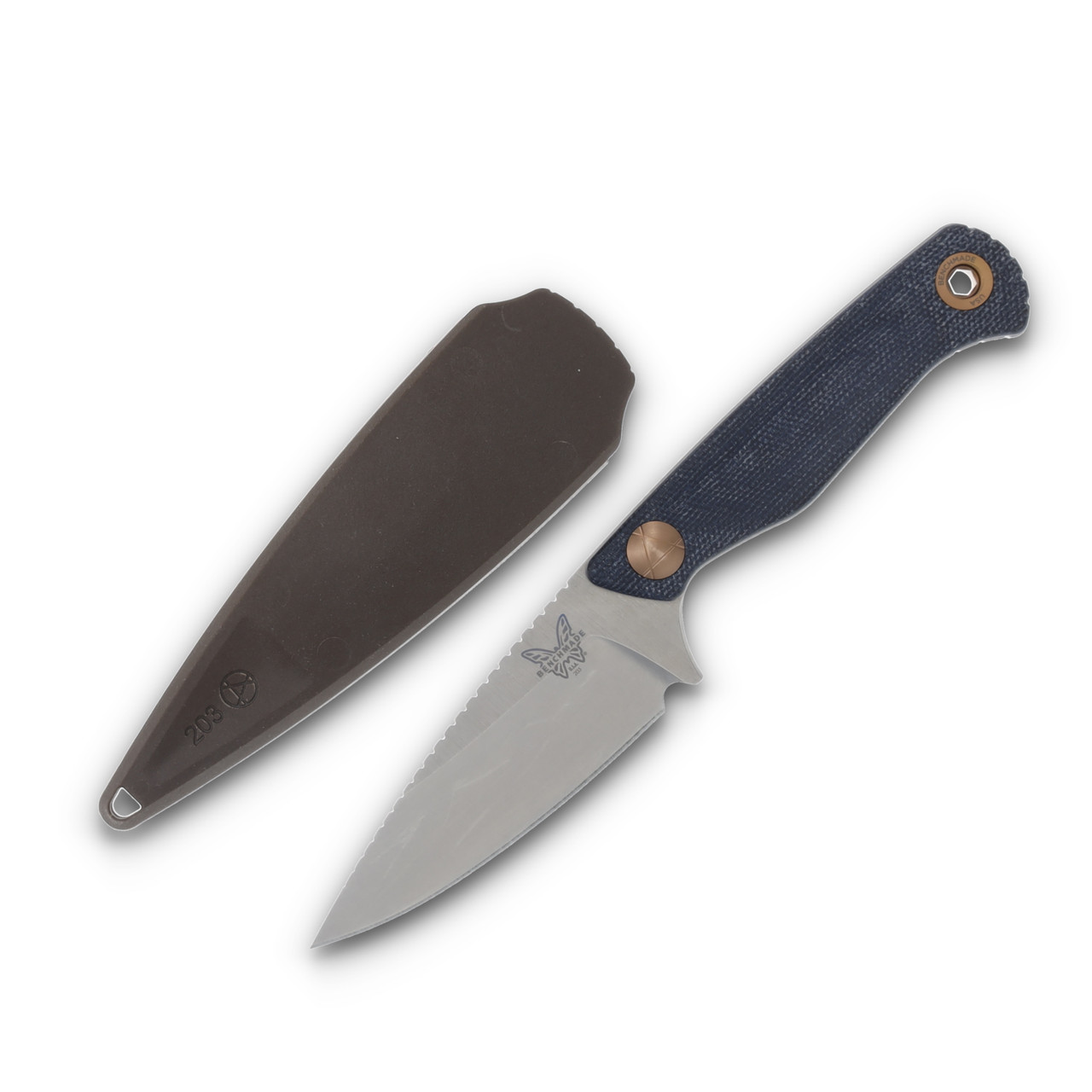 Benchmade Dacian Fixed Blade Denim Micarta Satin Spear Point